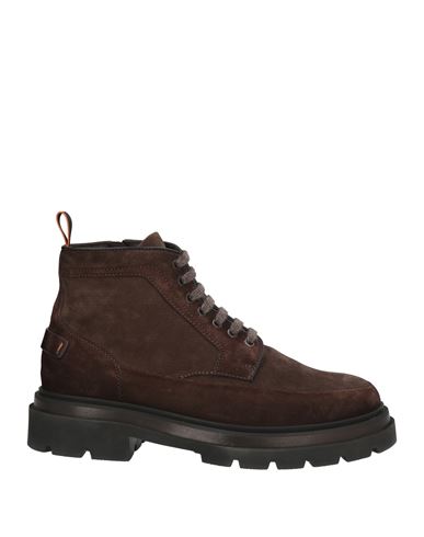Santoni Man Ankle Boots Dark Brown Size 11 Leather In Brown