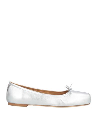 Aeyde Woman Ballet Flats Silver Size 11.5 Leather In Silver