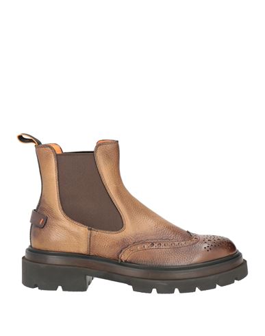 Santoni Man Ankle Boots Brown Size 9 Leather In Brown