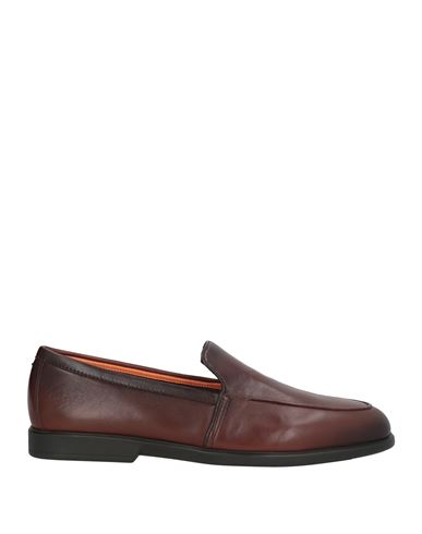 Santoni Man Loafers Brown Size 8 Leather In Brown