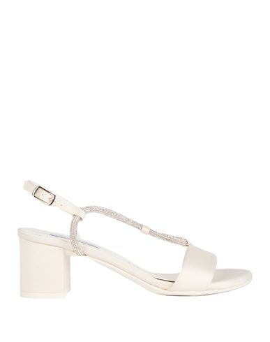 Victoria Chris Napoli Woman Sandals Ivory Size 8 Textile Fibers In White