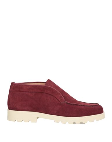 Santoni Woman Ankle Boots Burgundy Size 8 Leather In Burgundy