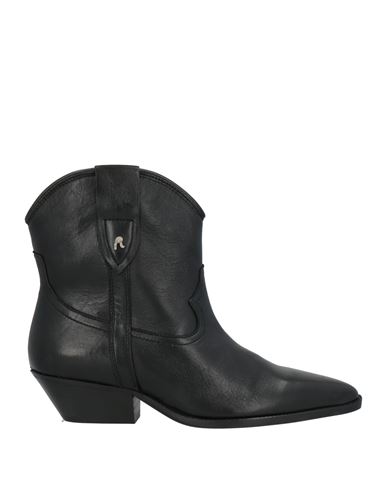 Replay Woman Ankle Boots Black Size 6 Leather In Black