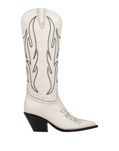 Sonora Flame-embroidered Cowboy Boots In White