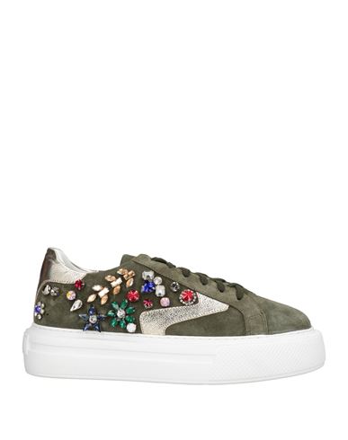 Tosca Blu Studio Woman Sneakers Military Green Size 7 Leather In Gray