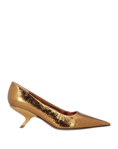 Ferragamo Woman Pumps Gold Size 6.5 Calfskin In Gold