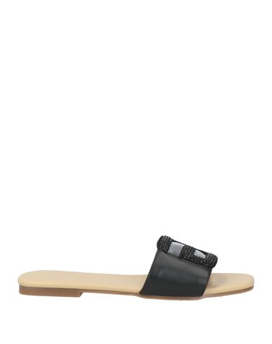 Gaelle Paris Gaëlle Paris Woman Sandals Black Size 6 Textile Fibers, Pvc - Polyvinyl Chloride In Black