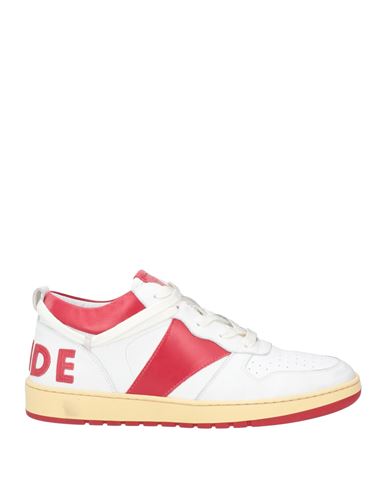 Rhude Man Sneakers White Size 9 Leather, Textile Fibers In Red