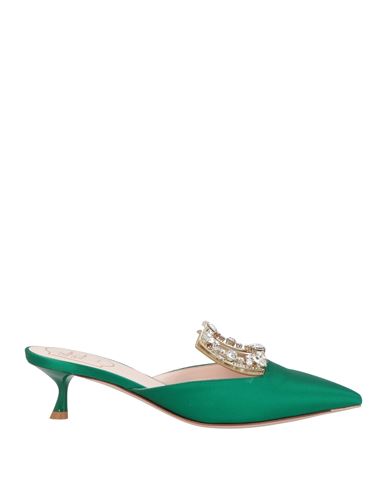 Roger Vivier Woman Mules & Clogs Emerald Green Size 5.5 Textile Fibers In Green