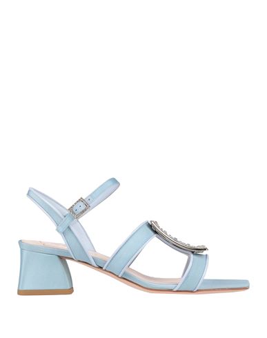 Roger Vivier Woman Sandals Sky Blue Size 5 Textile Fibers In Blue