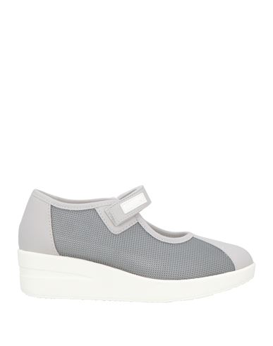 Agile By Rucoline Woman Pumps Grey Size 8 Leather, Textile Fibers In Gray