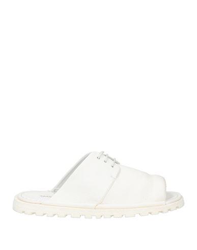 Marsèll Lace-up Panelled Leather Flip Flops In White
