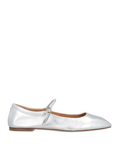 Aeyde Woman Ballet Flats Silver Size 11 Leather In Silver