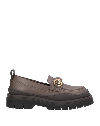 See By Chloé Woman Loafers Khaki Size 6 Calfskin In Gray