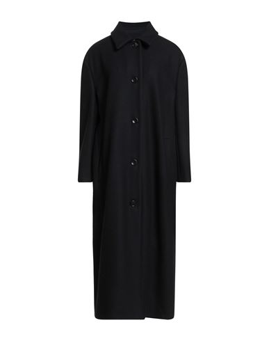 Hache Woman Coat Black Size 6 Wool, Polyamide In Black