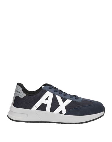 Armani Exchange Man Sneakers Navy Size 9 Polyester, Cow Leather In Blue