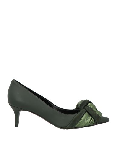 Marc Ellis Woman Pumps Military Green Size 7 Leather In Green