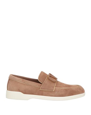 Valentino Round Toe Suede Finish Loafers Rubber Sole In Nude