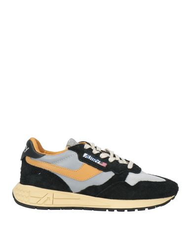 Autry Reelwind Low-top Sneakers In Black Crackled Leather In Gray