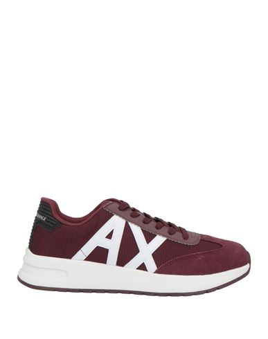 Armani Exchange Man Sneakers Plum Size 9 Polyester, Polyurethane, Leather In Purple