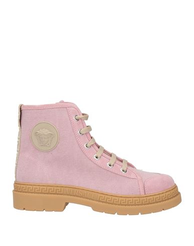 Versace Woman Ankle Boots Pink Size 6 Textile Fibers, Leather In Pink