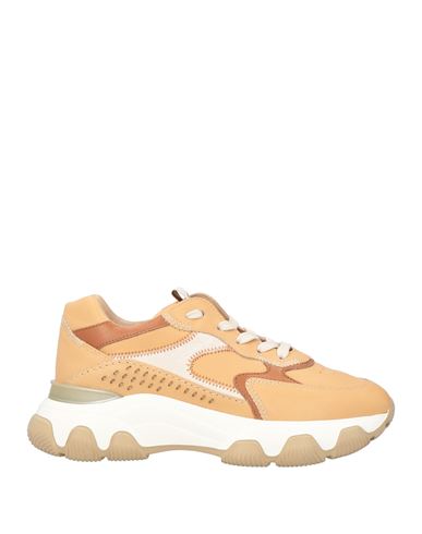 Hogan Woman Sneakers Camel Size 5 Leather In Neutral