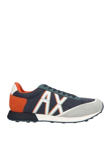 Armani Exchange Man Sneakers Navy Size 9 Polyamide, Cow Leather In Blue