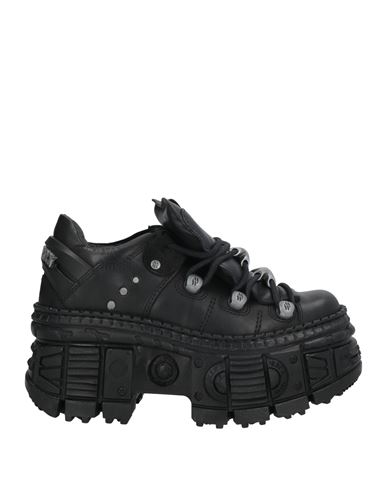 New Rock Woman Sneakers Black Size 8 Leather In Black