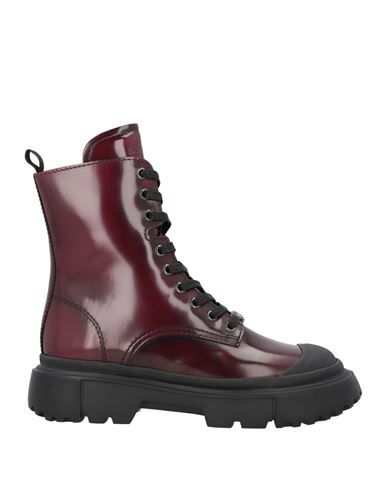 Hogan Woman Ankle Boots Burgundy Size 8 Leather In Red