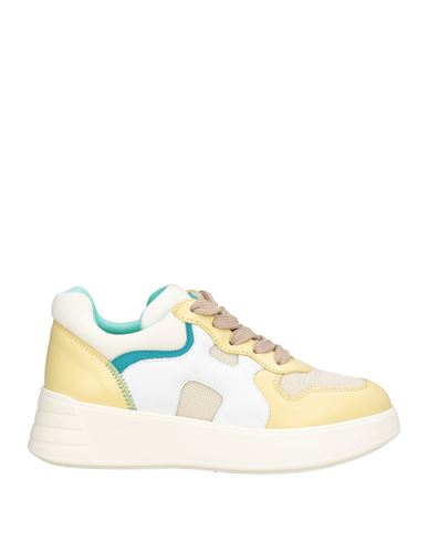 Hogan Woman Sneakers Yellow Size 8 Leather, Textile Fibers In Yellow