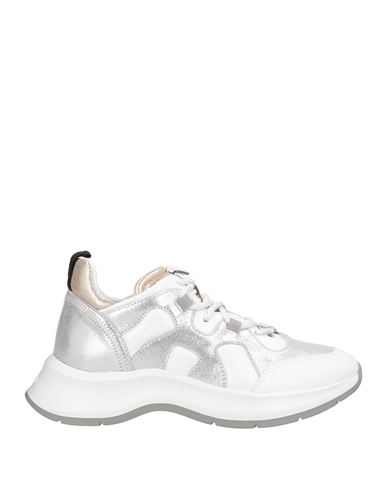 Hogan Woman Sneakers Silver Size 8 Leather In Silver