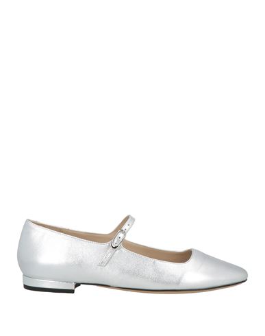 Theory Woman Ballet Flats Silver Size 7 Leather In Silver