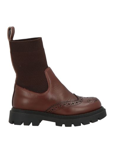 Eleventy Toddler Girl Ankle Boots Brown Size 9.5c Leather, Textile Fibers In Brown