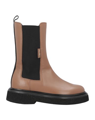 Max Mara Woman Ankle Boots Camel Size 11 Leather, Textile Fibers In Nude
