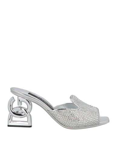 Dolce & Gabbana Woman Sandals Silver Size 7.5 Viscose, Silk, Calfskin, Polyurea, Polyester In Animal Print