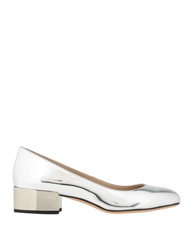 Theory Woman Pumps Orange Size 10 Leather In Silver