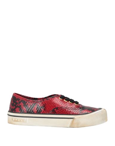 Bally Deep Ruby Lyder Snakeskin-effect Low-top Sneakers In Red