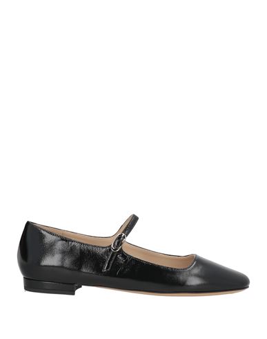 Theory Mary Jane Ballerina Flat In Crinkled Patent Leather In Black