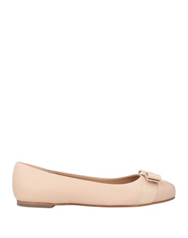 Ferragamo Woman Ballet Flats Beige Size 10.5 Lambskin In Neutral