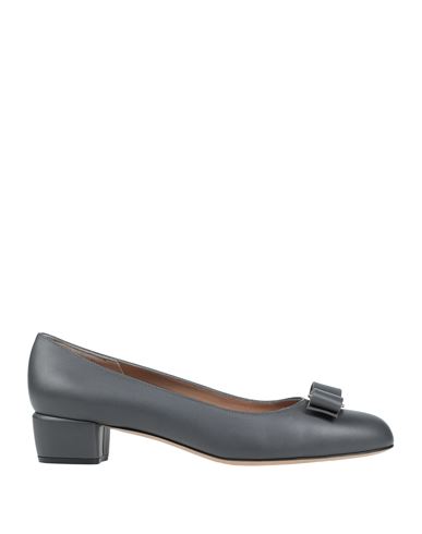 Ferragamo Woman Pumps Charcoal Size 10.5 Calfskin In Gray