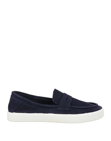 Zampiere Man Loafers Navy Size 10 Leather In Blue