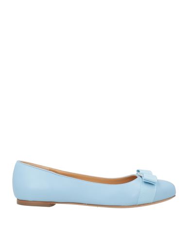 Ferragamo Woman Ballet Flats Light Blue Size 8 Lambskin In Blue