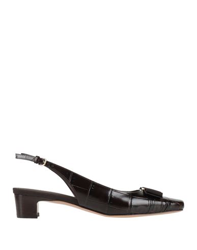 Ferragamo Square Toe Textured Sling Pump With Buckle In Brown