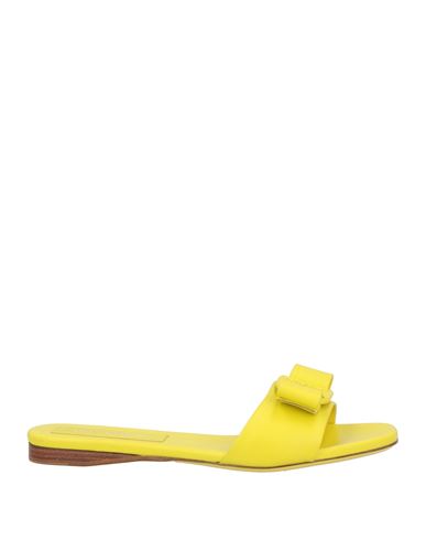 Ferragamo Woman Sandals Lime Green Size 7 Lambskin In Yellow