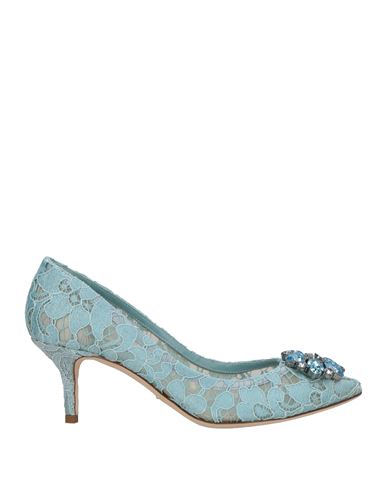 Dolce & Gabbana Woman Pumps Turquoise Size 8 Textile Fibers In Animal Print