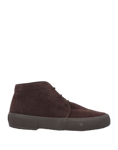 Superga Woman Ankle Boots Dark Brown Size 6 Leather In Brown
