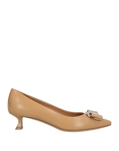 Ferragamo Woman Pumps Camel Size 9.5 Lambskin In Multi