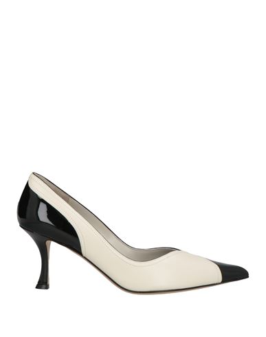 Ferragamo Pointed Toe Pumps With Vintage-inspired Heel In White