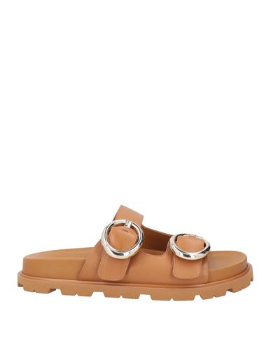 Stuart Weitzman Benni Leather Dual-strap Sport Slide Sandals In Brown