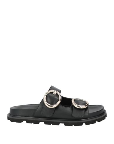 Stuart Weitzman Benni Leather Dual-strap Sport Slide Sandals In Black